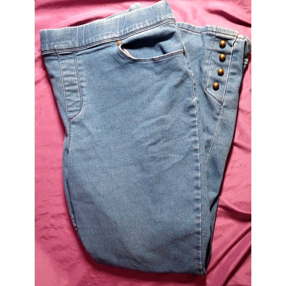 Martha Stewart Signature Blue Denim Button Ankle Jeans Med Wash Indigo XXL